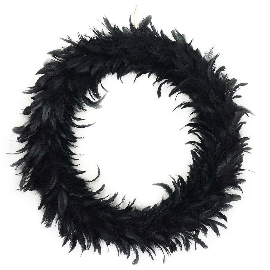 "Black Feather Wreath - 22"""
