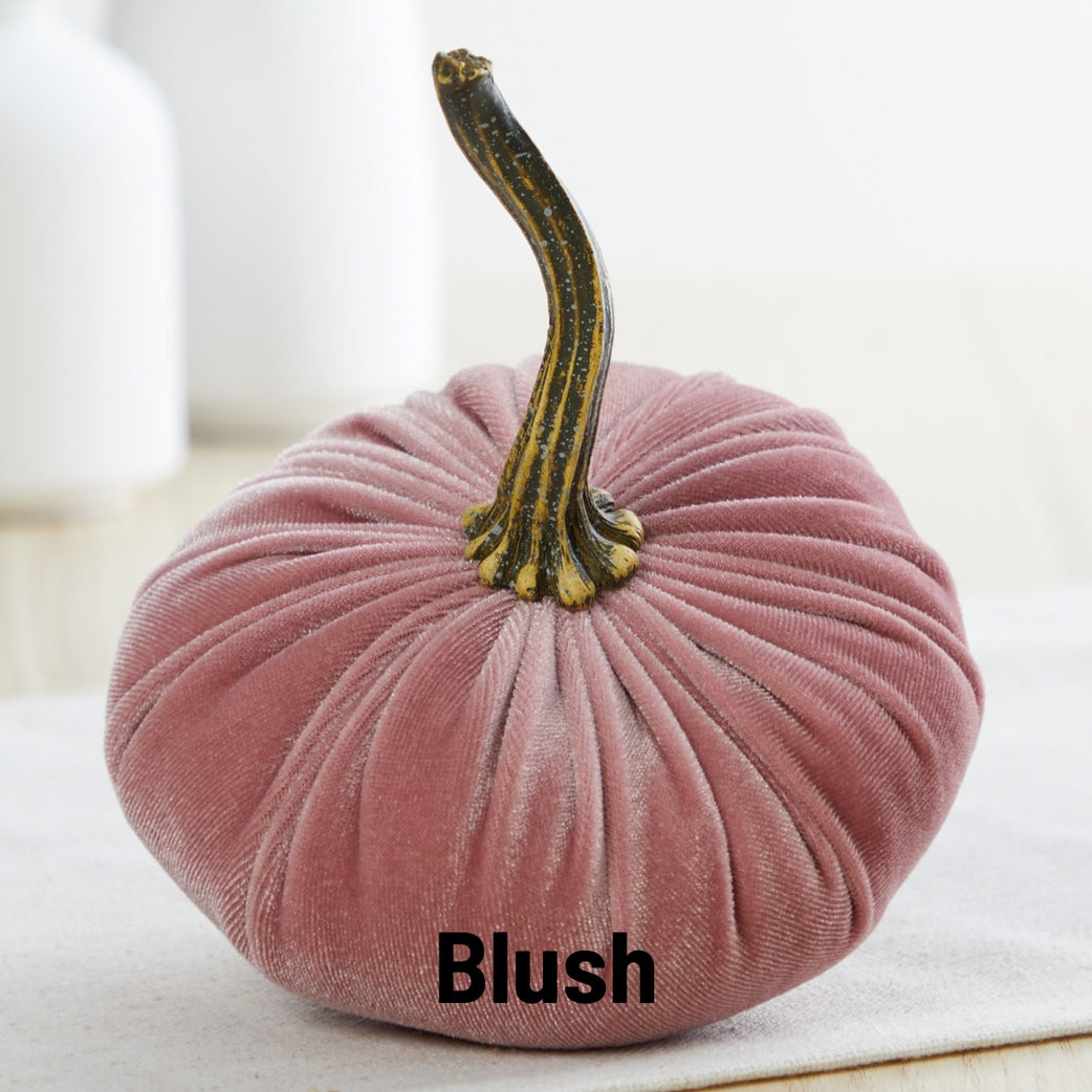 Blush Pink Velvet Pumpkins - small