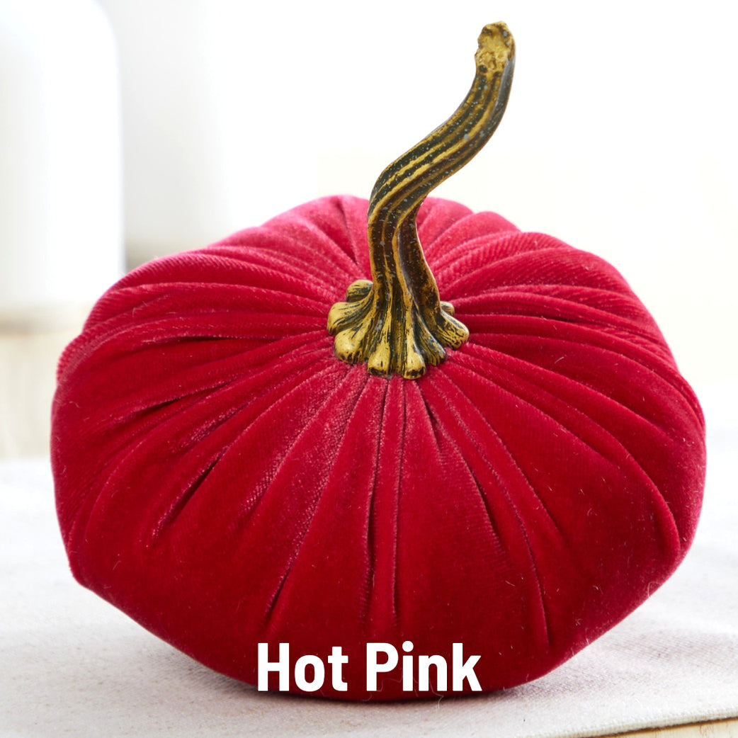 Hot Pink Velvet Pumpkins - Small