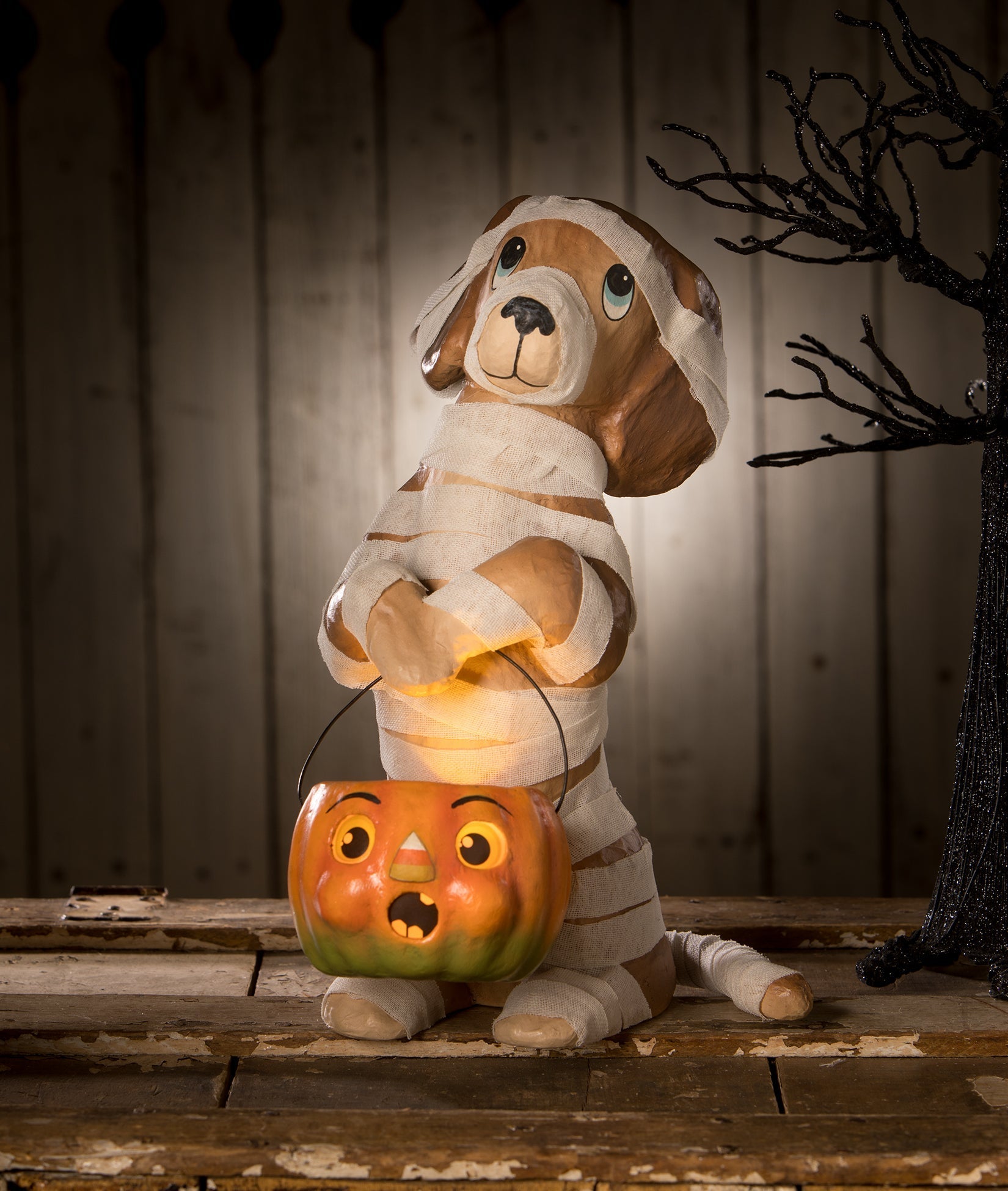 "Mummy Puppy, Paper Mache"