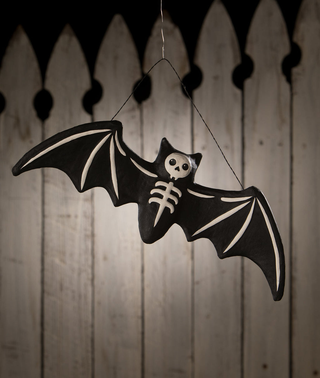 "Large Skeleton Bat, Paper Mache"