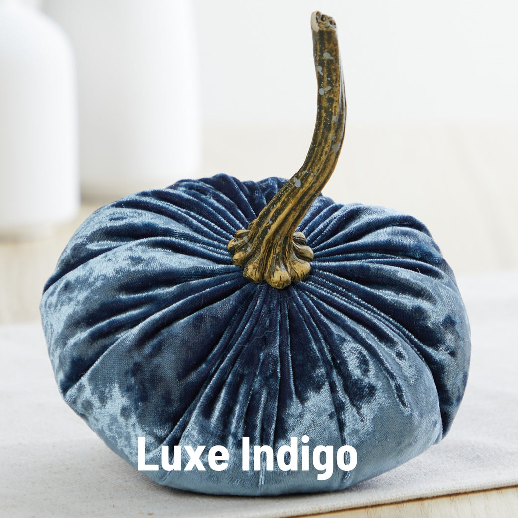 "Blue Velvet Pumpkins - Luxe Indigo, Small"