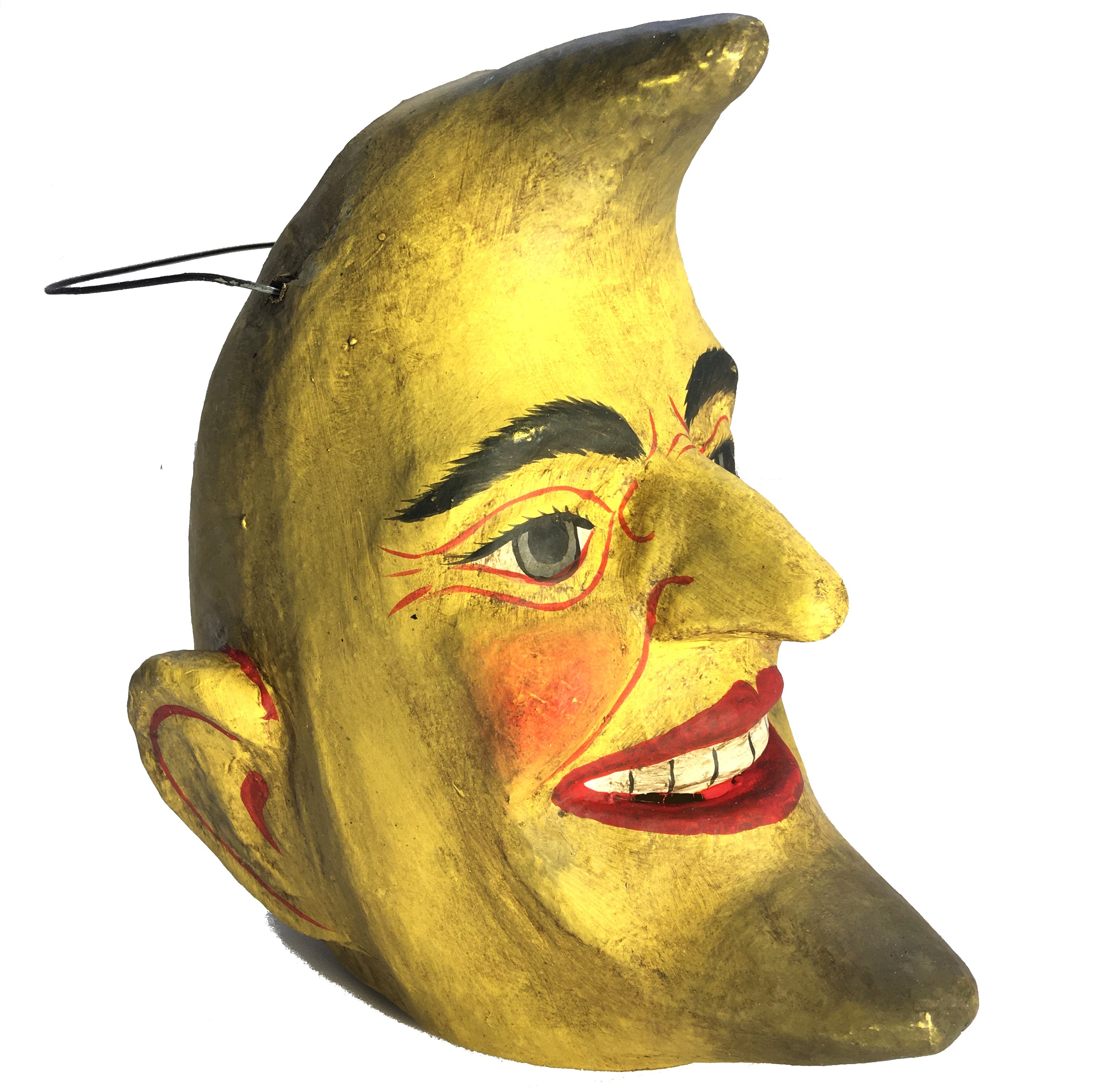 Crescent Moon Man Paper Mache Bucket